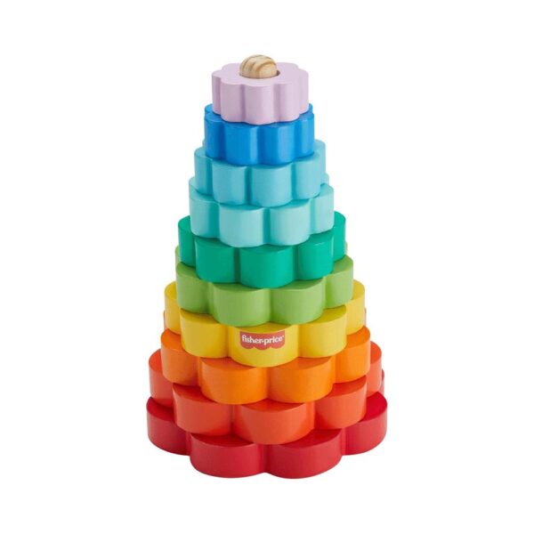 Fisher-Price Wooden Ring Stacker Toddler Fine Motor Toy - 10 Wood Pieces