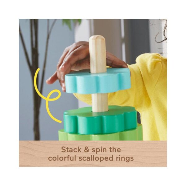 Fisher-Price Wooden Ring Stacker Toddler Fine Motor Toy - 10 Wood Pieces - Image 3