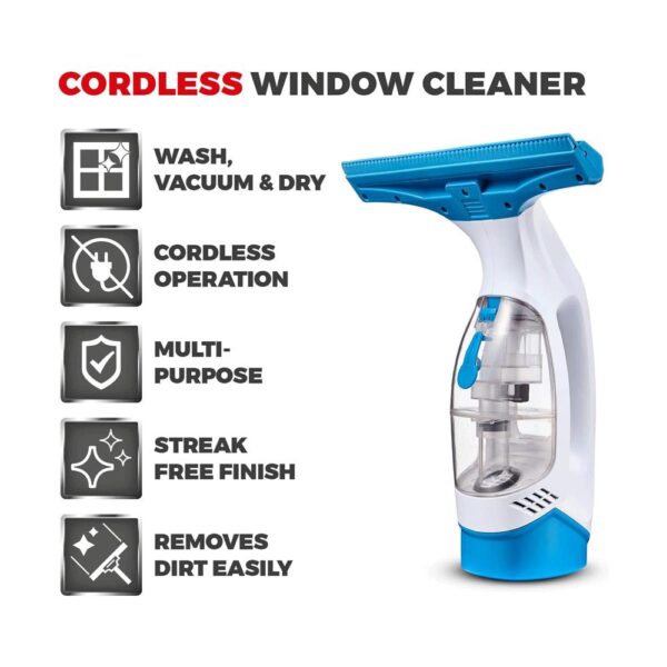 Tower Cordless Window Cleaner With Rechargeable Battery 20W 150ml Water Tank - Cool Blue - Image 2