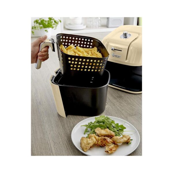 Swan Retro Manual Air Fryer Healthy Frying Non-Stick 1800W 6 Litre - Cream - Image 2
