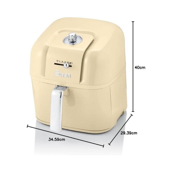 Swan Retro Manual Air Fryer Healthy Frying Non-Stick 1800W 6 Litre - Cream - Image 3