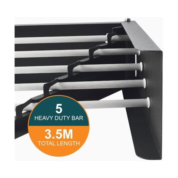 OurHouse Wall Mounted Clothes Airer 70cm Retractable Clothes Drying Rack For Indoor & Outdoor - Black - Image 6