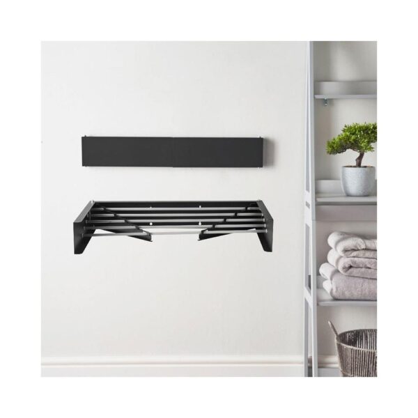OurHouse Wall Mounted Clothes Airer 70cm Retractable Clothes Drying Rack For Indoor & Outdoor - Black - Image 8