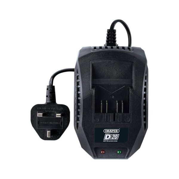 Draper D20 20V Li-ion Battery Charger 2.4A - Black - Image 2