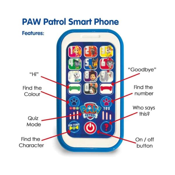 Paw Patrol My First Smart Phone Toy Lots of Interactive Fun Activities - Multicolour - Image 2