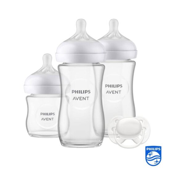 Philips Avent Natural Response 3 Baby Bottle Pure Glass 1 x 120ml & 2 x 240ml Baby Gift Set - Transparent - Image 2