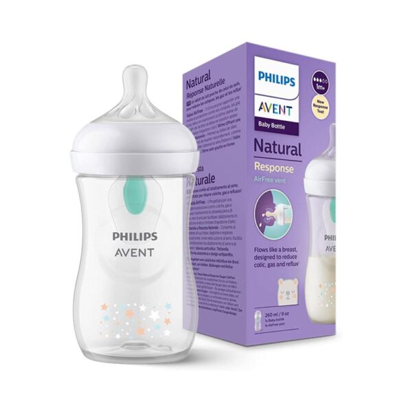 Philips Avent Natural Response Baby Bottle 260ml With AirFree Vent 1 Months+ - Bear