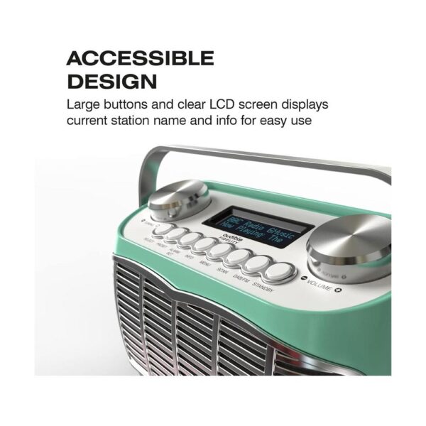 Audible Fidelity Detroit DAB/DAB Plus Retro Radio With Alarm Clock LCD Display - Green - Image 2