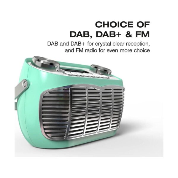 Audible Fidelity Detroit DAB/DAB Plus Retro Radio With Alarm Clock LCD Display - Green - Image 6
