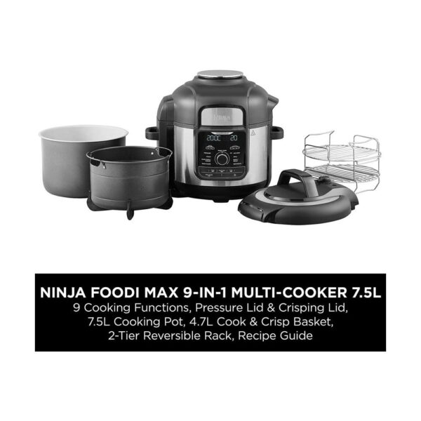 Ninja Foodi MAX 9-In-1 Multi-Cooker With 9 Cooking Functions Stainless Steel 1760W 7.5 Litres - Black - Image 2