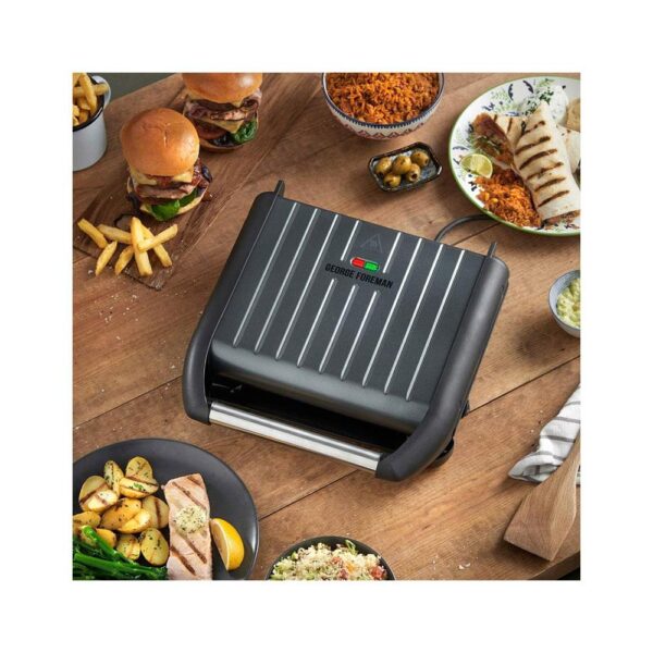 George Foreman Electric Health Grill Medium Family Contact Griddle Panini & Sandwich Toaster 1650W - Grey - Image 2