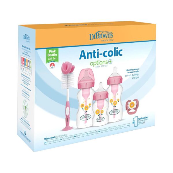 Dr Brown's Options+ Anti-Colic Bottle Gift Set - Pink - Image 3