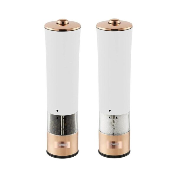 Tower Electric Salt And Pepper Mills Stainless Steel - Rose Gold And White