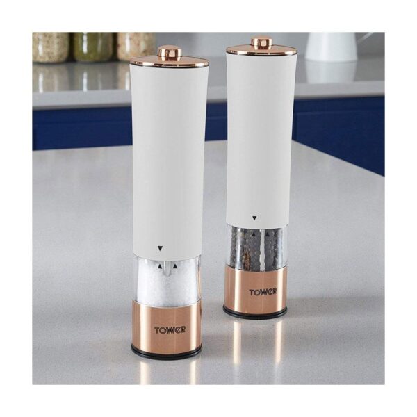Tower Electric Salt And Pepper Mills Stainless Steel - Rose Gold And White - Image 2