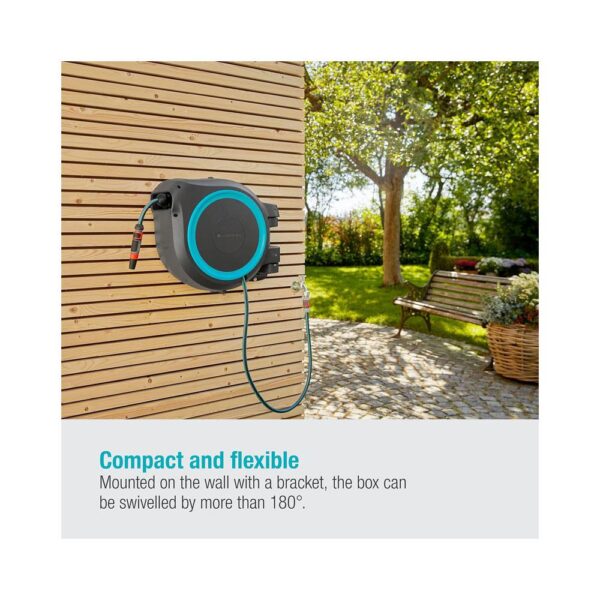Gardena Wall-Mounted Hose Box RollUp M/L 25m - Turquoise - Image 4