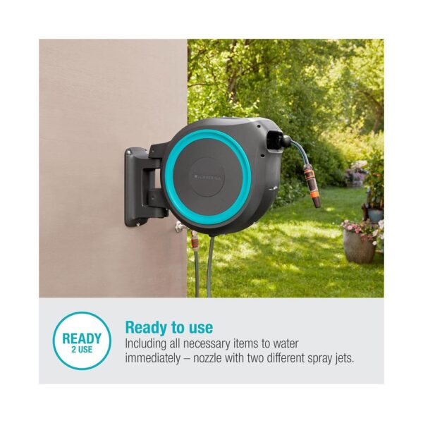Gardena Wall-Mounted Hose Box RollUp M/L 25m - Turquoise - Image 6