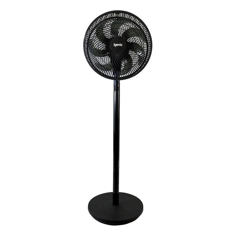 Igenix 12 Inch Pedestal Fan 7 Blades Oscillation 3 Speed Settings - Black