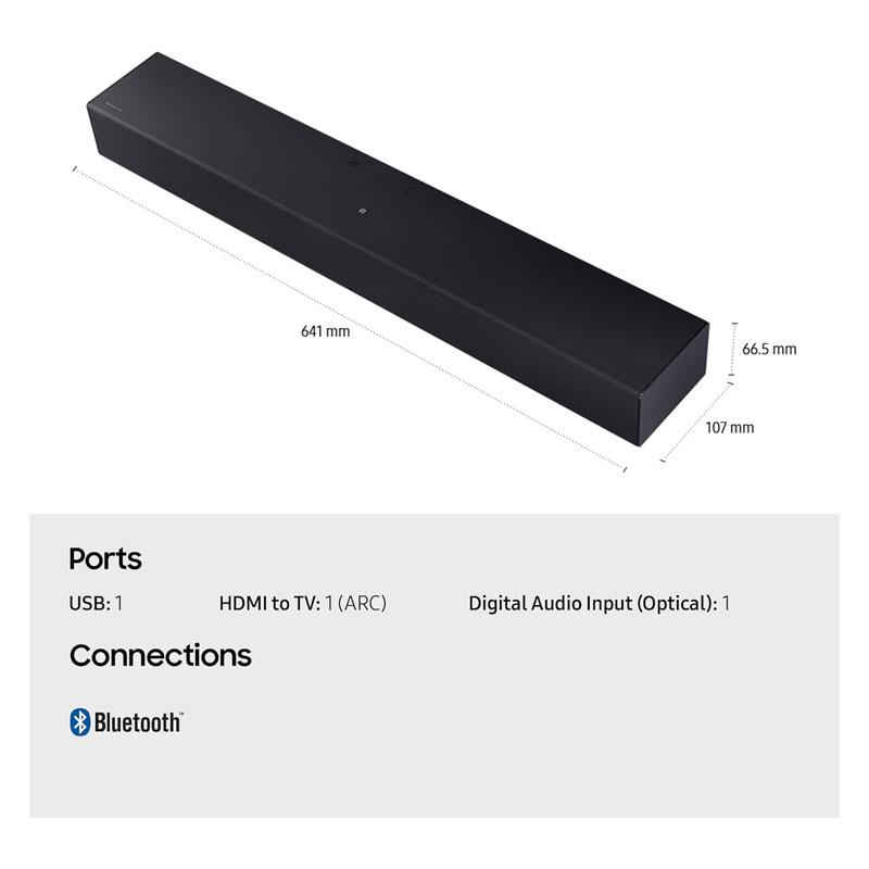 Samsung 2.0 All-in-One Sound Bar 4 Speakers Built-In Subwoofer 40W Black - Image 6