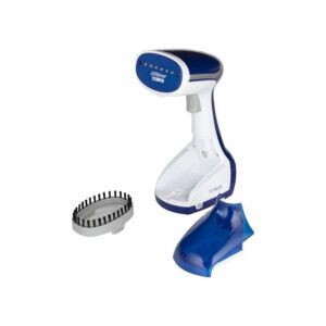 Tower Ceraglide portable garment steamer blue and white front view