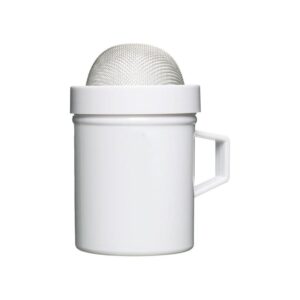 KitchenCraft Fine Mesh White Plastic Flour Shaker with Metal Sieve – Round
