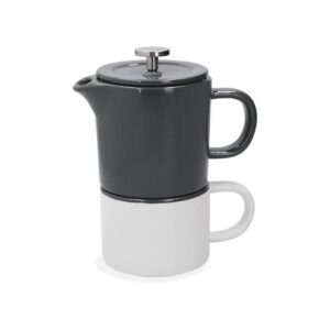 La Cafetière Barcelona Coffee For One Set in Cool Grey – Ceramic Cafetiere and Mug