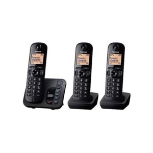 Panasonic digital cordless phone triple handset with answering machine – black