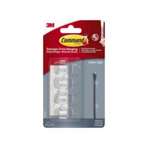 3M Command Clear Round Cord Clips Small 4 Clips 5 Strips 17017CLR