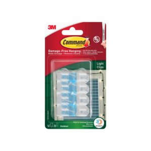 3M Command Outdoor Light Clips Small 16 Clips 20 Clear Strips
