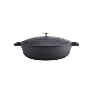 "MasterClass 32cm black cast aluminium shallow casserole dish with lid"