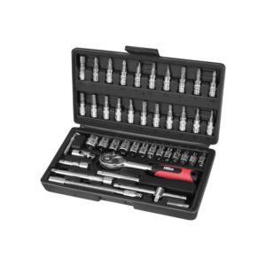 Hilka Tools 46 piece 1/4 inch drive socket and bit set with carry case