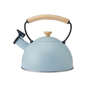 La Cafetière 1.6L whistling kettle stainless steel sky blue with beechwood handle