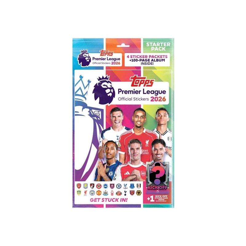 Topps Premier League 2026 Sticker Collection Starter Pack with album and sticker packs