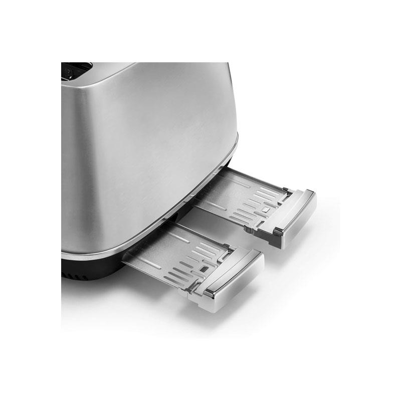 Delonghi Distinta X 4 Slice Toaster Dual Browning Control Reheat/Defrost/Bagel Function Brushed Stainless Steel 1800W Silver - Image 4