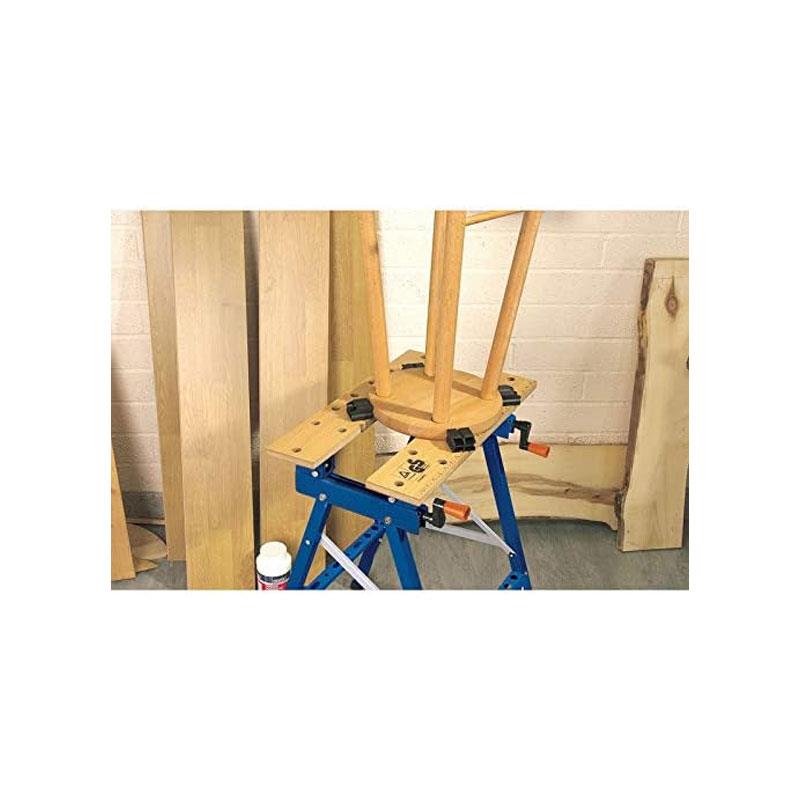 Draper Fold Down Workbench 605 x 640 x 785mm Blue/Brown - Image 2