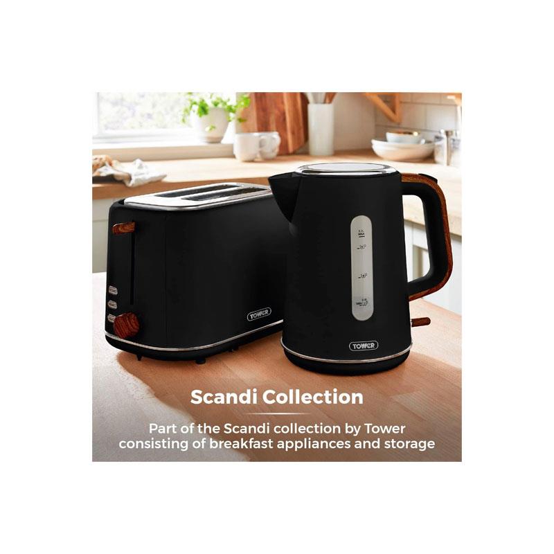 Tower Scandi Style 2 Slice Toaster Adjustable Browning Control Centring Function 800W Black - Image 2
