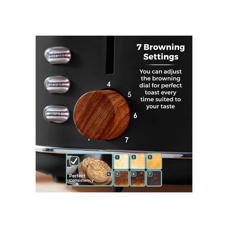Tower Scandi Style 2 Slice Toaster Adjustable Browning Control Centring Function 800W Black - Image 5