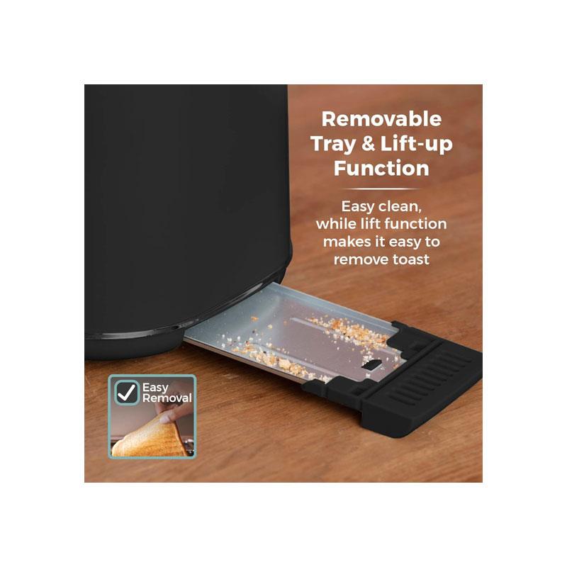 Tower Scandi Style 2 Slice Toaster Adjustable Browning Control Centring Function 800W Black - Image 7