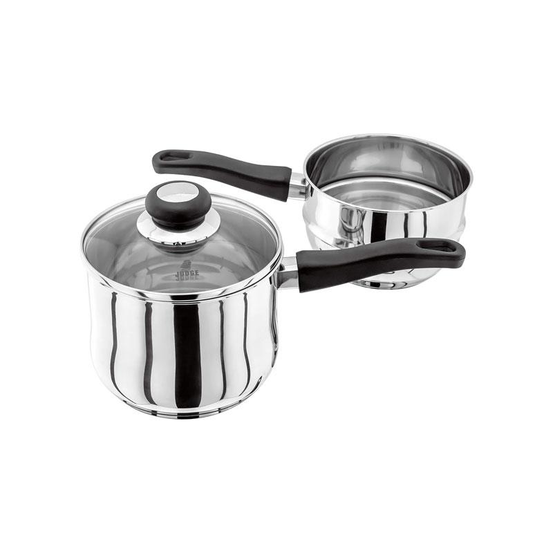 Judge Vista Porringer/Double Boiler/Bain Marie Saucepan And Base 16cm/1.5 Litres Stainless Steel Shatterproof Vented Glass Lid Silver - Image 3