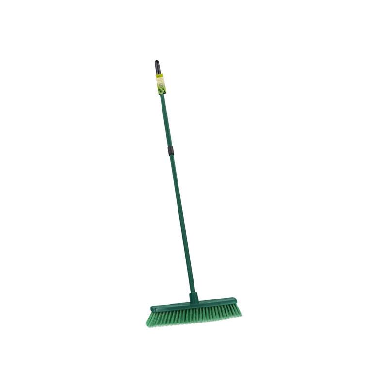 JVL TheGardener Soft Bristle Broom Telescopic Handle 97-160cm PVC Outdoor Green