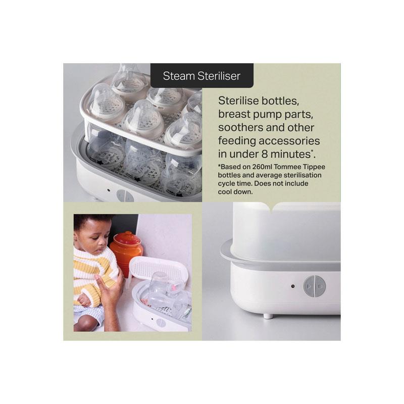 Tommee Tippee SuperSteam Electric Steriliser Large Capacity 6 Bottle 5 Minute Cycle White