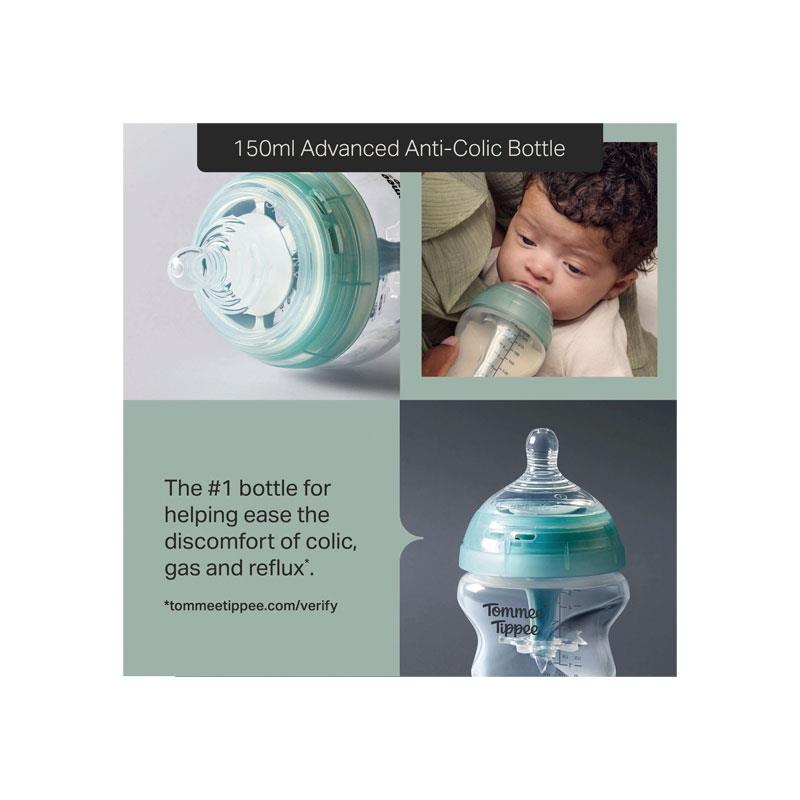 Tommee Tippee Natural Start Anti-Colic Baby Bottle Slow Flow 150ml Clear