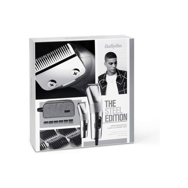 BaByliss For Men The Steel Edition Professional Hair Clipper Set 8 Comb Guides Corded Mains Powered Stainless Steel Blades Silver - Image 11