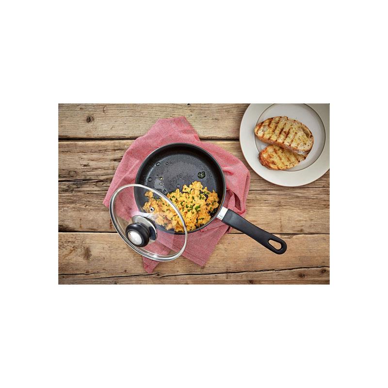 Judge Vista Non-Stick Saucepan 18cm/1.8 Litres Large Stainless Steel Shatterproof Vented Glass Lid Silver - Image 2