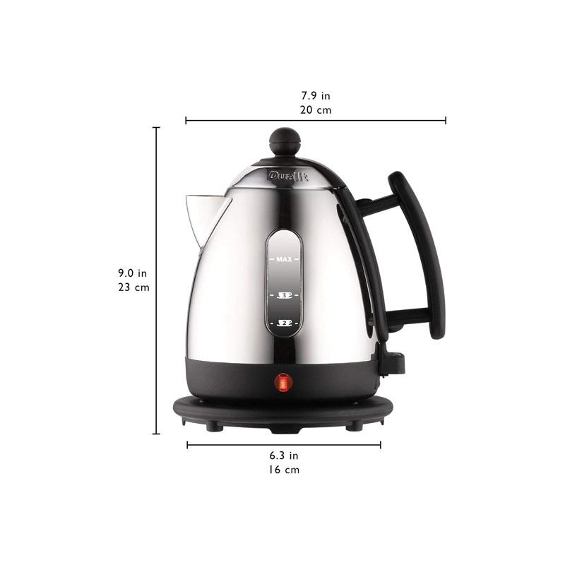 Dualit Mini Lite Electric Jug Kettle Fast Boiling Polished Stainless Steel High Gloss Finish 2000W 1 Litre Silver/Black - Image 3