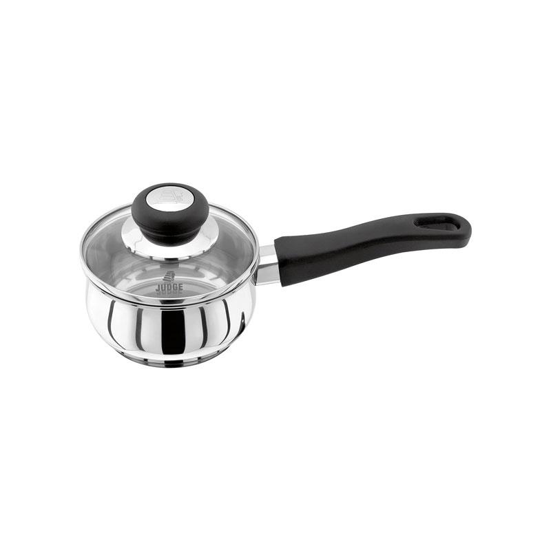 Judge Vista Saucepan 12cm 500ml Stainless Steel Induction Saucepan Glass Lid Silver