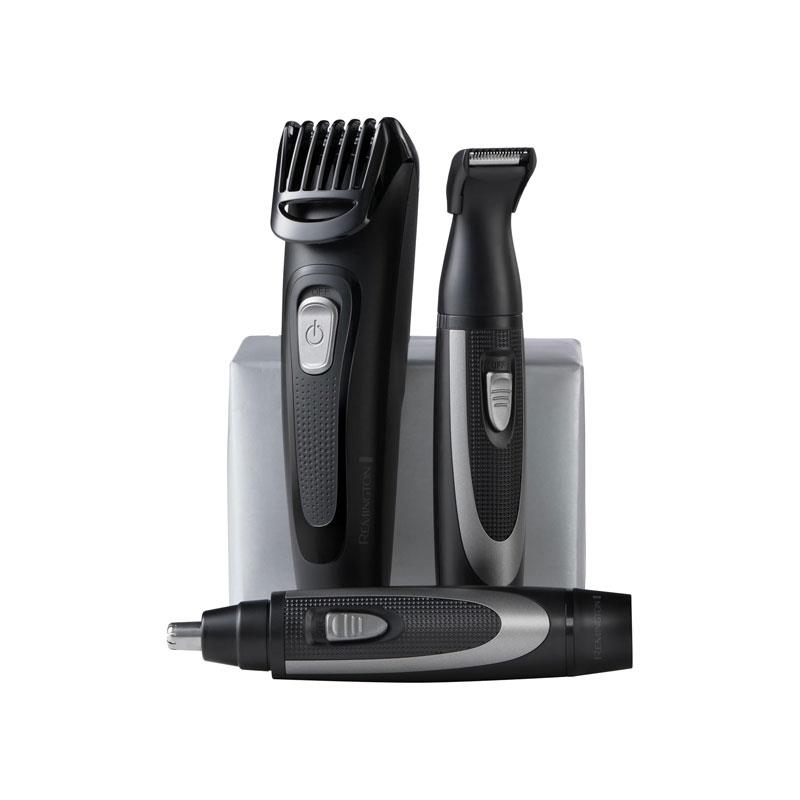 Remington The Works 6 Piece Beard Trimmer Kit Self Sharpening Steel Blades 2-18mm Adjustable Comb Black