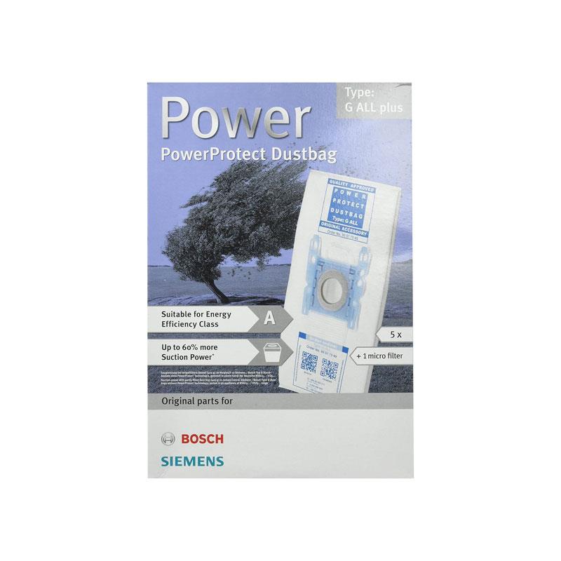 Bosch Power Protect Type G ALL Plus Vacuum Cleaner Dust Bags 5 Pack With Microfilter 00577549 VZ51FGALL White