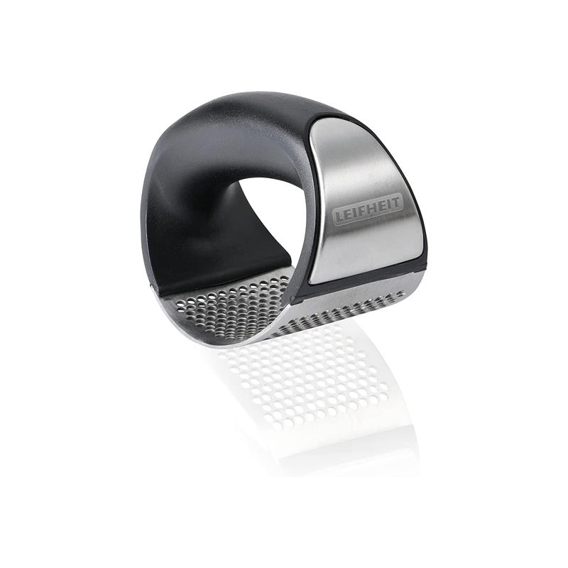 Leifheit Knobi King Garlic Press Stainless Steel Roller Cutter Black