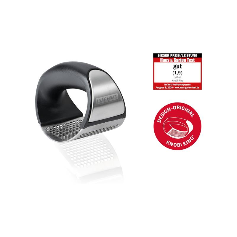 Leifheit Knobi King Garlic Press Ginger Crusher Stainless Steel Black - Image 3