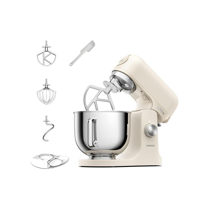 Kenwood kMix Calm Stand Mixer 1000W 5 Litre Stainless Steel Bowl Variable Speed Control 3-Piece Patisserie Set And Splash Guard Cream